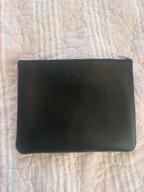 Royce New York Black Leather Zip Pouch for Men